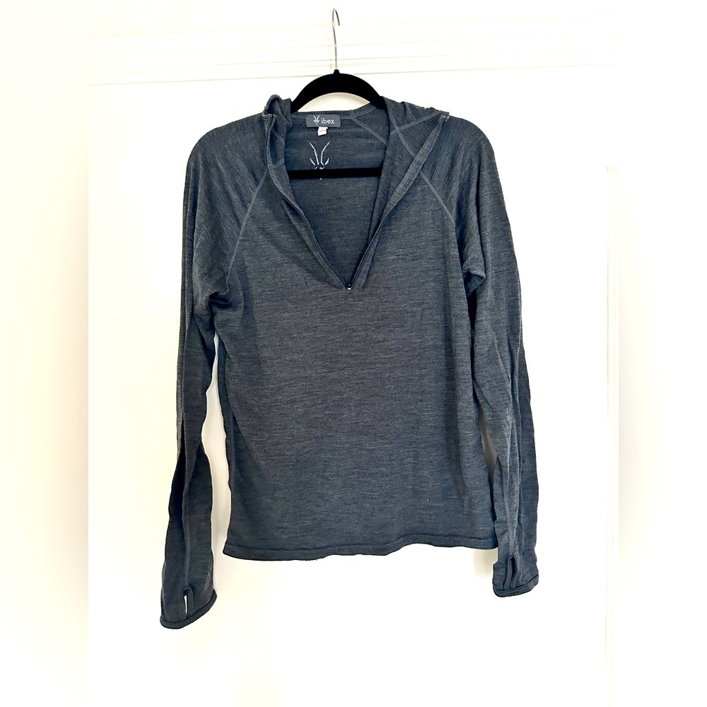🐐IBEX | Grey Lightweight Wool Half-zip Size M